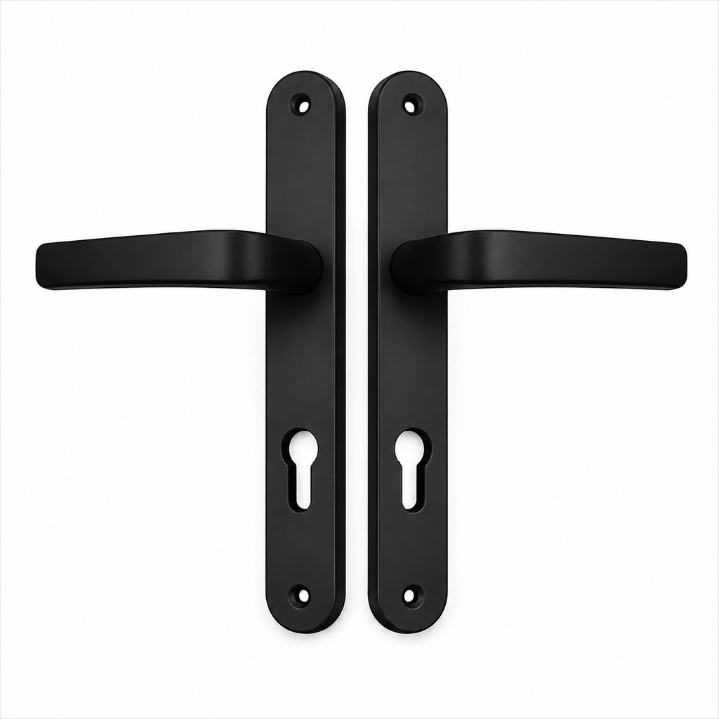 Modern Black Aluminum Door Handle Set with Euro Profile Keyhole