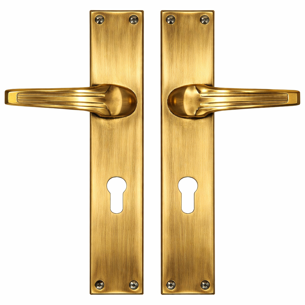 Door Handle Set, Mortise Lock Style, Vintage Gold Finish, Zinc and Steel Construction
