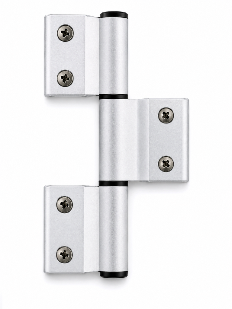 Premium Aluminium 3-Leaf Hinge – Top & Bottom Access | Silver Finish
