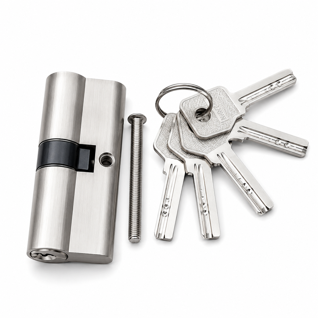 [wsp 7] Martech 70mm Euro Profile Cylinder Lock – Satin Nickel Finish with 5 Keys