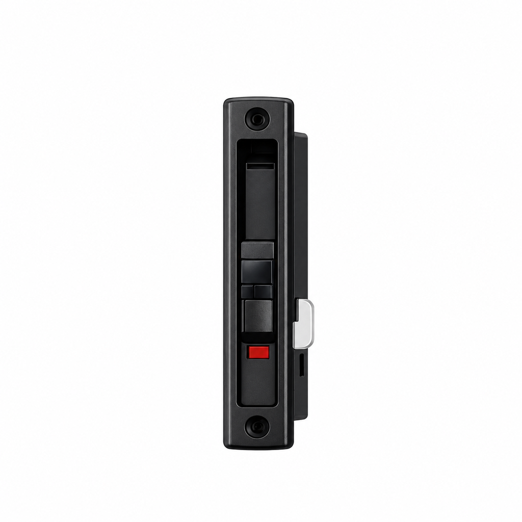 Black Aluminum Sliding Door Push Lock with Indicator – Flush Mounted Security Lock 160 MM