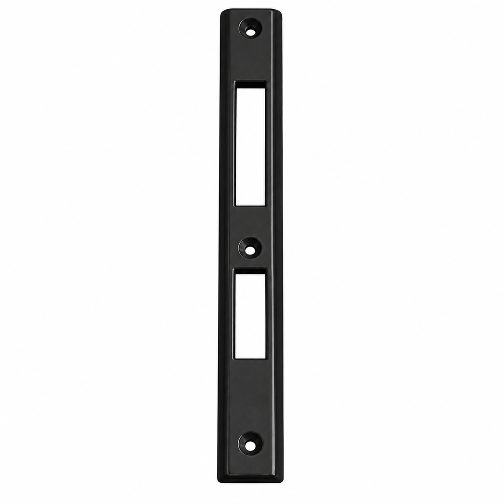 Black Aluminium Lock Patti 200mm – Door Lock Strike Plate for Aluminum & uPVC Doors