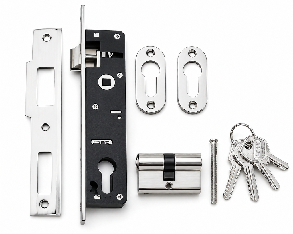 MG805 Aluminum Lock Body 20mm – Heavy Duty Narrow Mortise Lock for Aluminum Doors